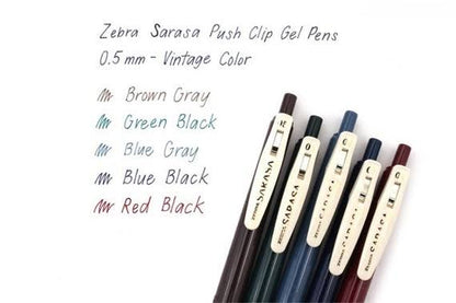Zebra Sarasa Clip Vintage Set 1 · x5 Lapiceros Tonos Fríos