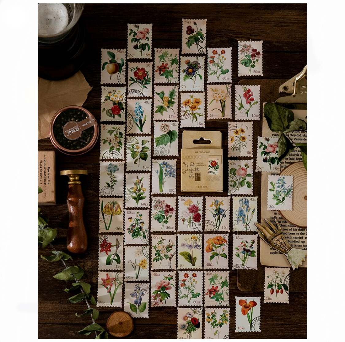 Cajita de Stickers "Vintage Plants"