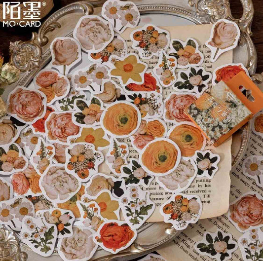 Cajita de 46 Stickers “Orange Flowers”