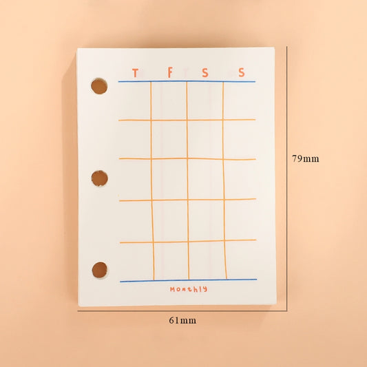 Refill para Mini Binder, x 60 hojas con diseño "Mensual"
