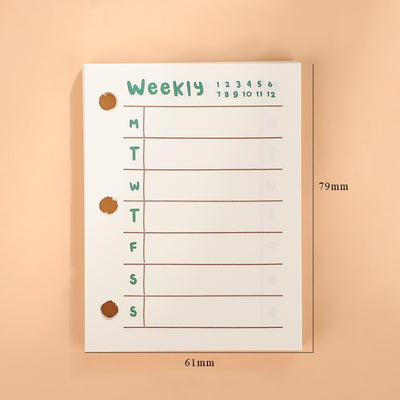 Refill para Mini Binder, x 60 hojas con diseño "Weekly"