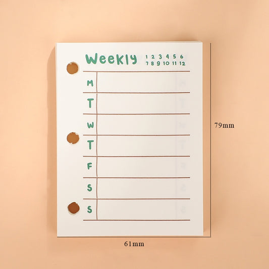 Refill para Mini Binder, x 60 hojas con diseño "Weekly"